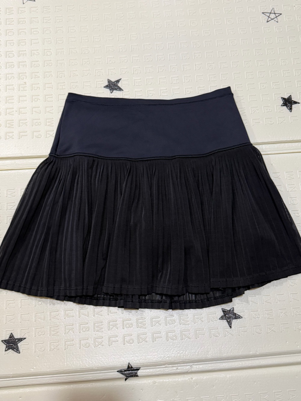 Athleta Black Pleated Skater Skirt with Wide Waistband